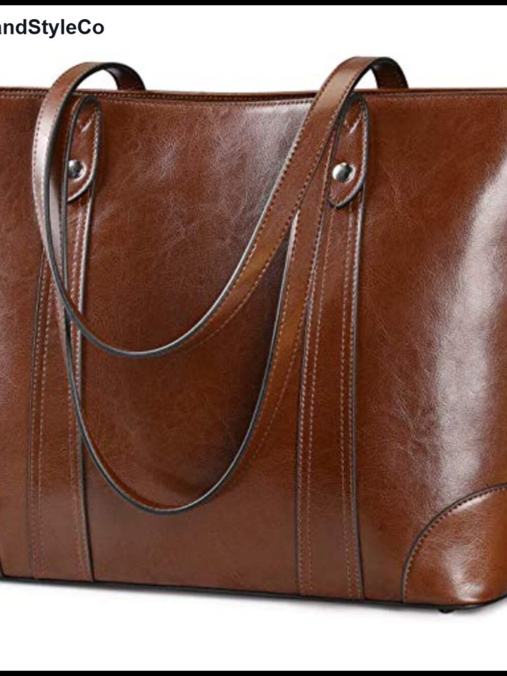 Genuine Leather Laptop Tote Bag for Women Large Work Shoulder Handbag with